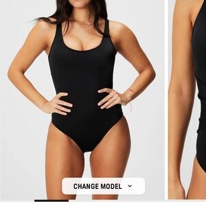 Scoop Tie Back Shaping One-Piece Swimsuit medium Fabletics NWT